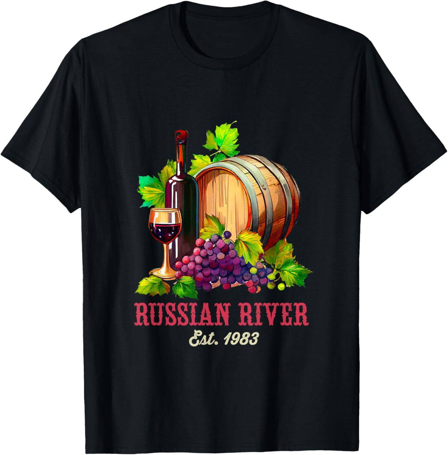 Russian River Sonoma California Vineyard Vintage Wine Region T-Shirt - T-Shirt | Black