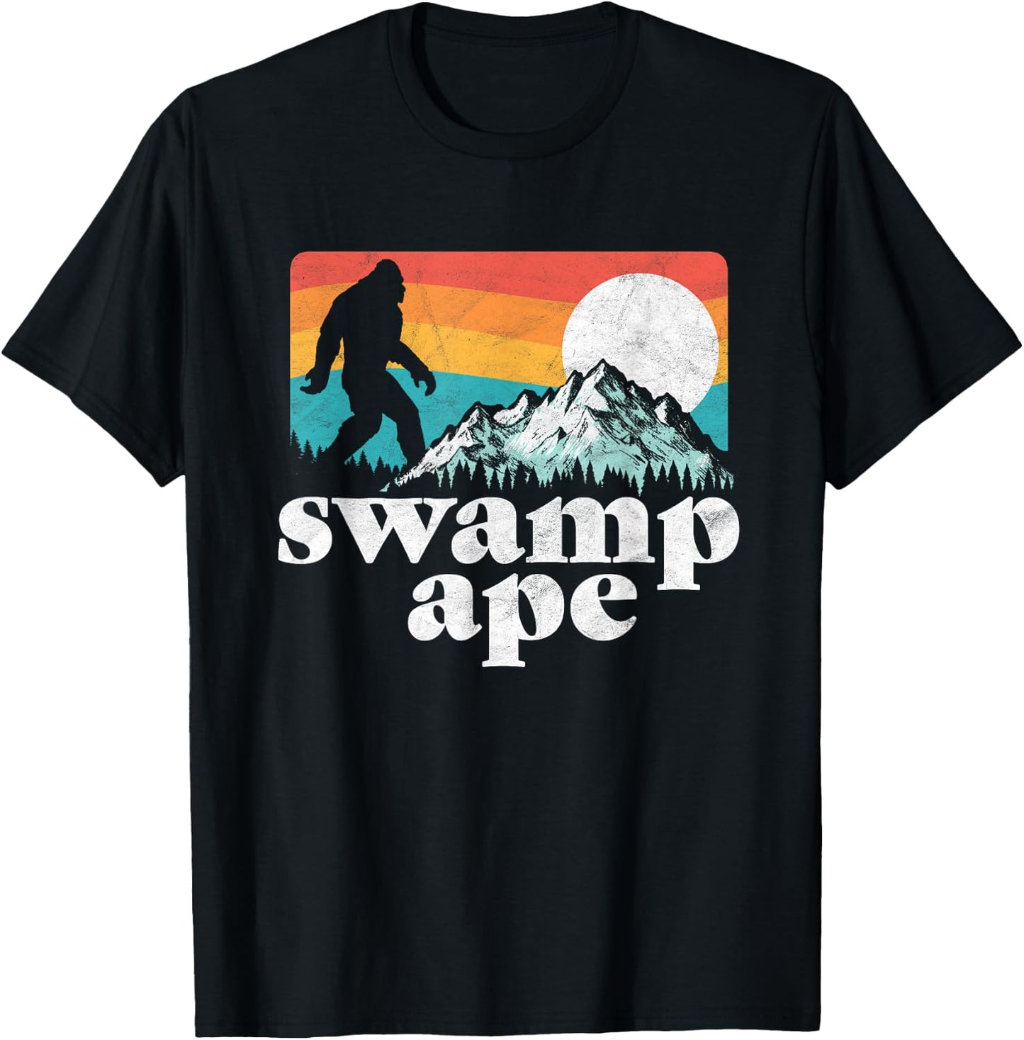 Swamp Ape! Florida Bigfoot Mountains Retro T-Shirt - T-Shirt | Black