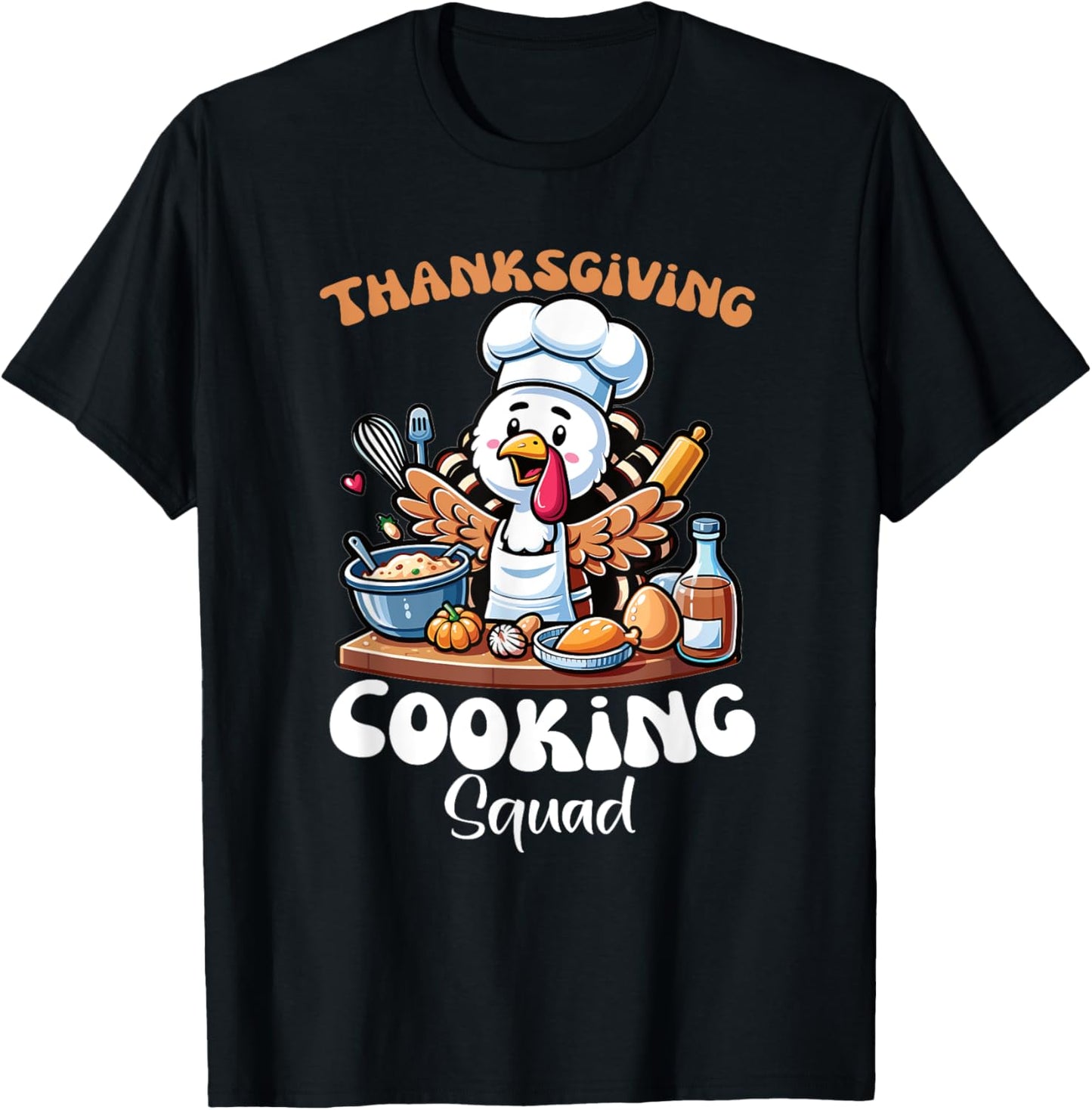 Turkey Chef Thanksgiving Cooking Squad T-Shirt - T-Shirt | Black