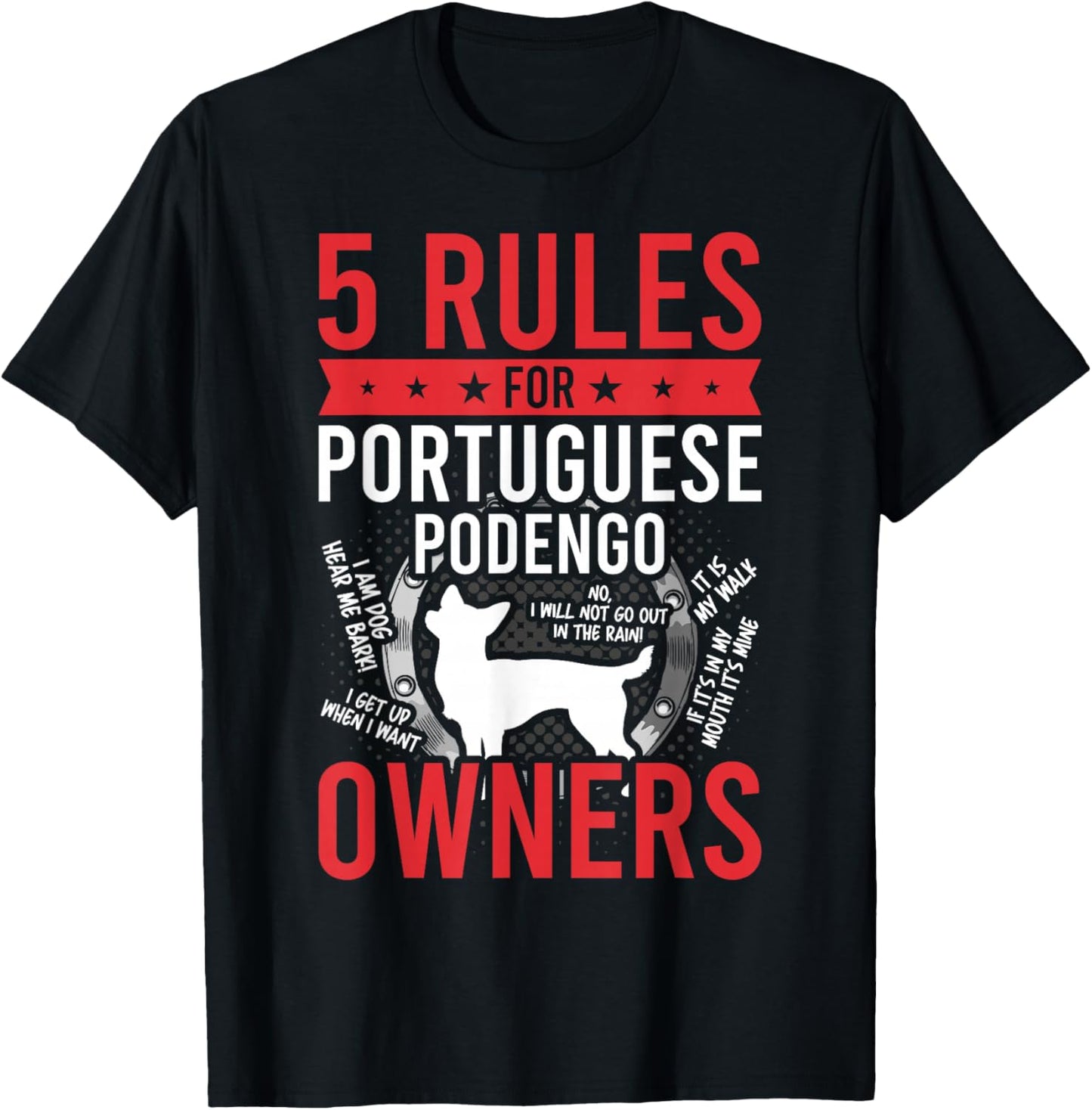 5 Rules for Portuguese Podengo Dog Lover T-Shirt - T-Shirt | Black