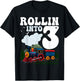 Rollin' Into 3 Train 3rd Birthday Party Three Years Old Boys T-Shirt - T-Shirt | Black