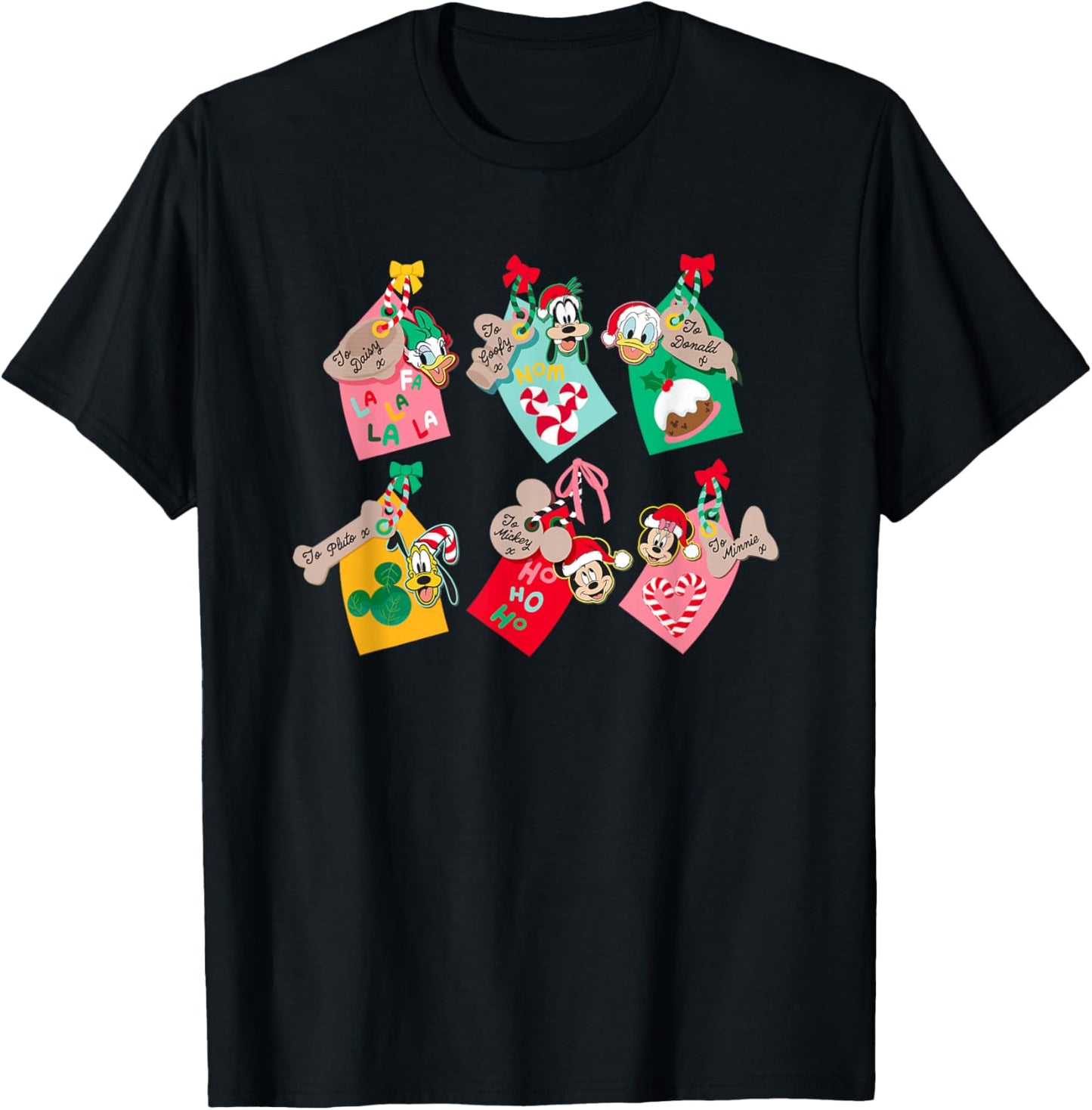 Disney Mickey Mouse & Pals Holiday Tags T-Shirt - T-Shirt | Black