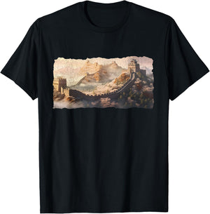 Great Wall of China Sincerely Mountain Landscape Hiking T-Shirt - T-Shirt | Black
