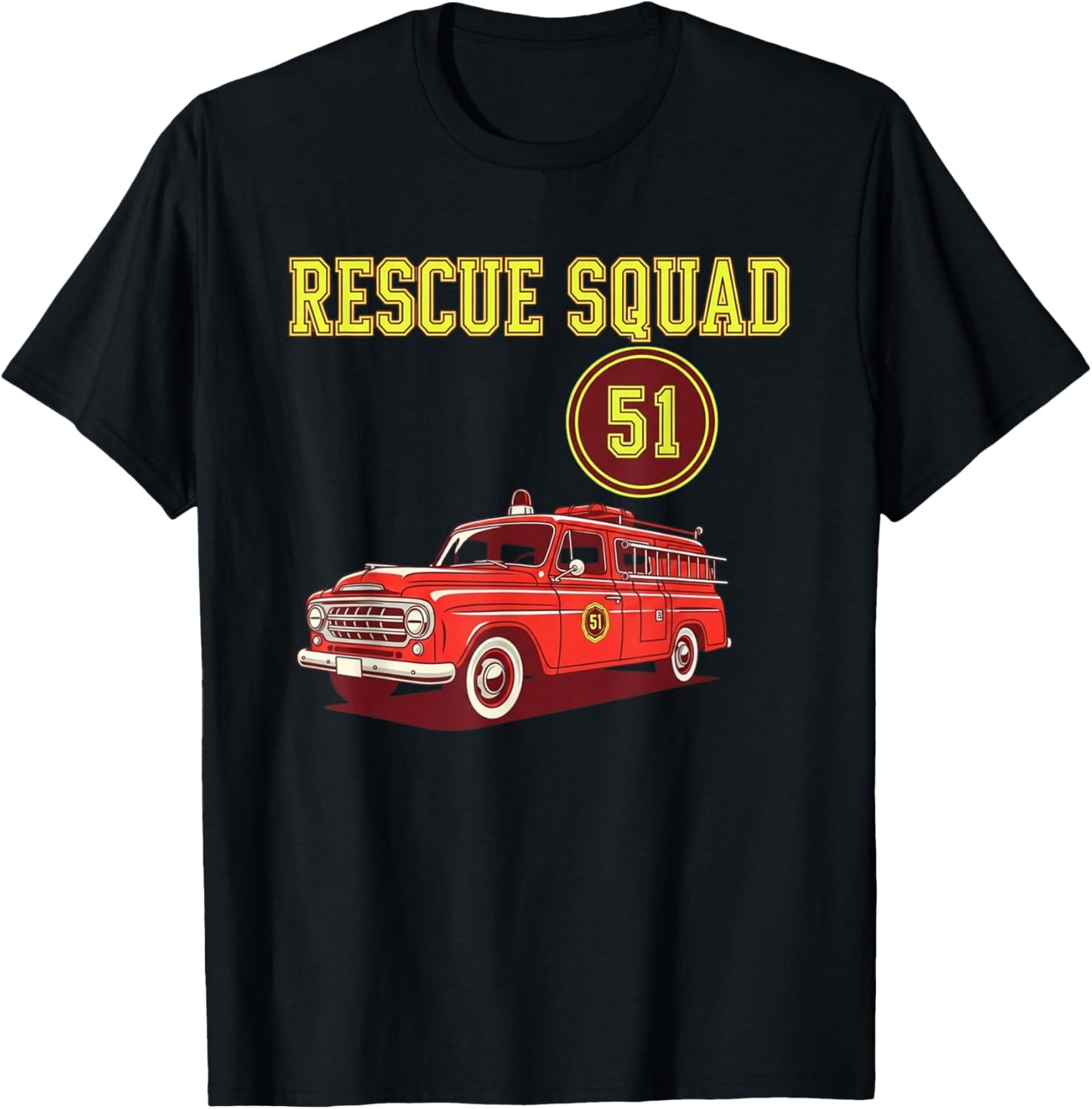 Truck Side 51 Emergency Squad Logo Responder Gear T-Shirt - T-Shirt | Black