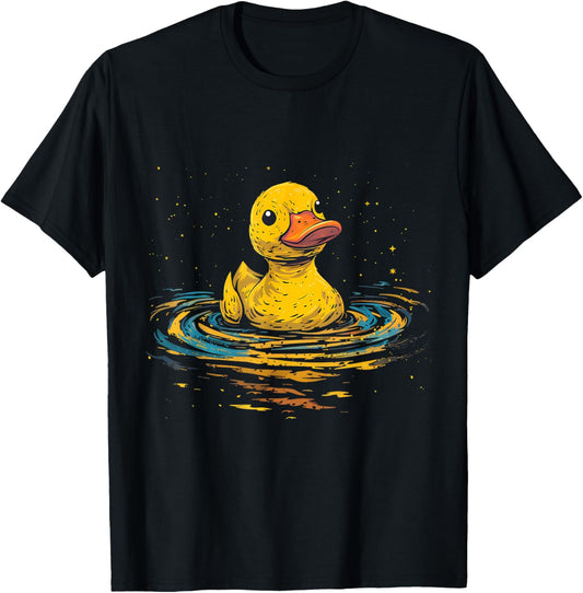 Rubber Duck Swimming Drawing Rubber Duckie Rubber Duckling T-Shirt - T-Shirt | Black