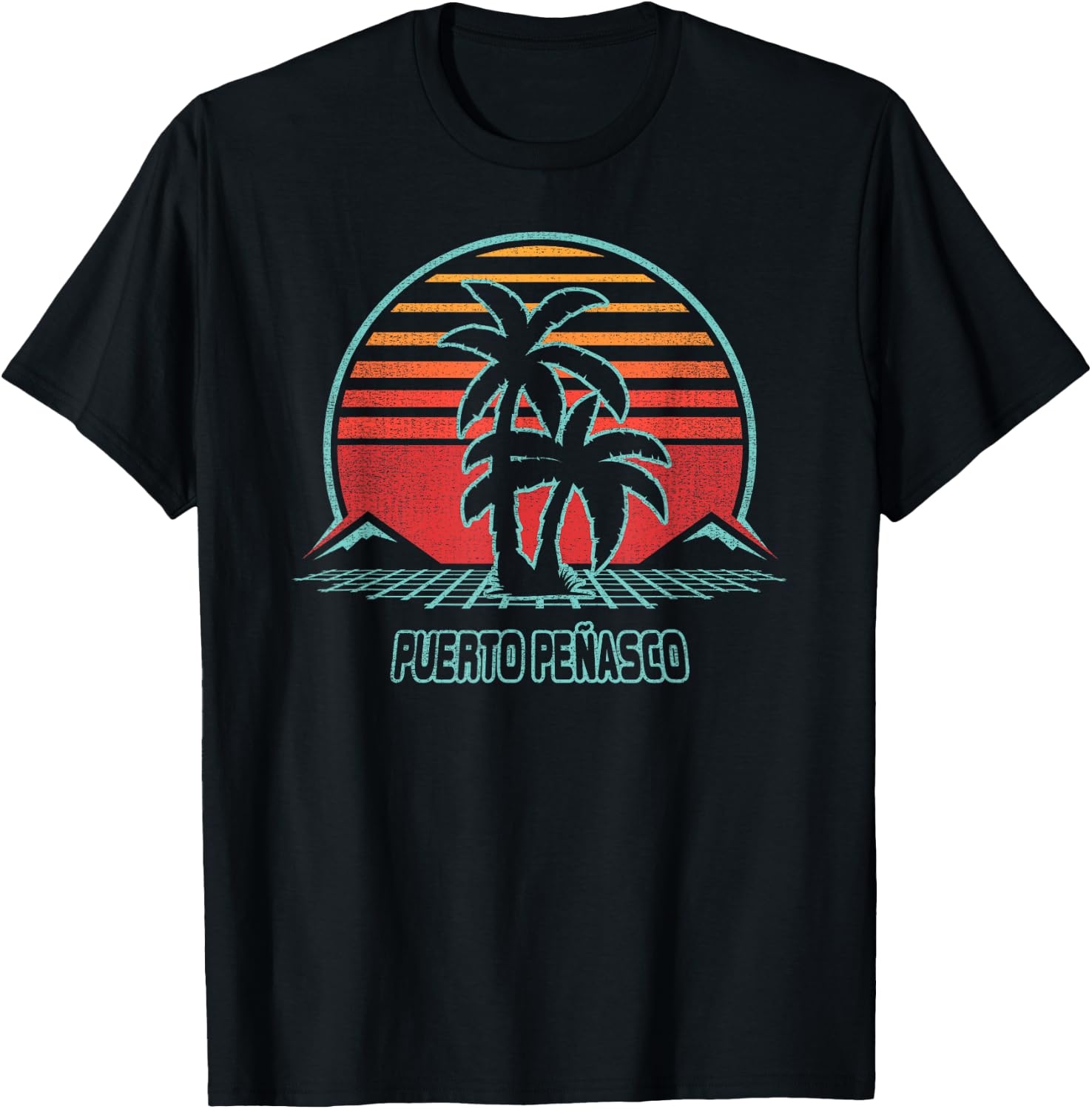 Puerto Penasco Retro Vintage 80s Style T-Shirt - T-Shirt | Black