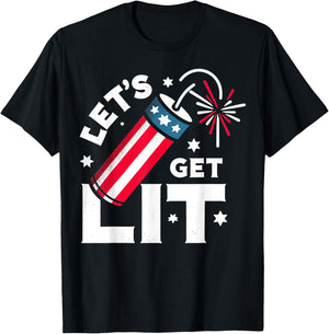 Patriotic 4th of july Let's Get Lit T-Shirt - T-Shirt | Black