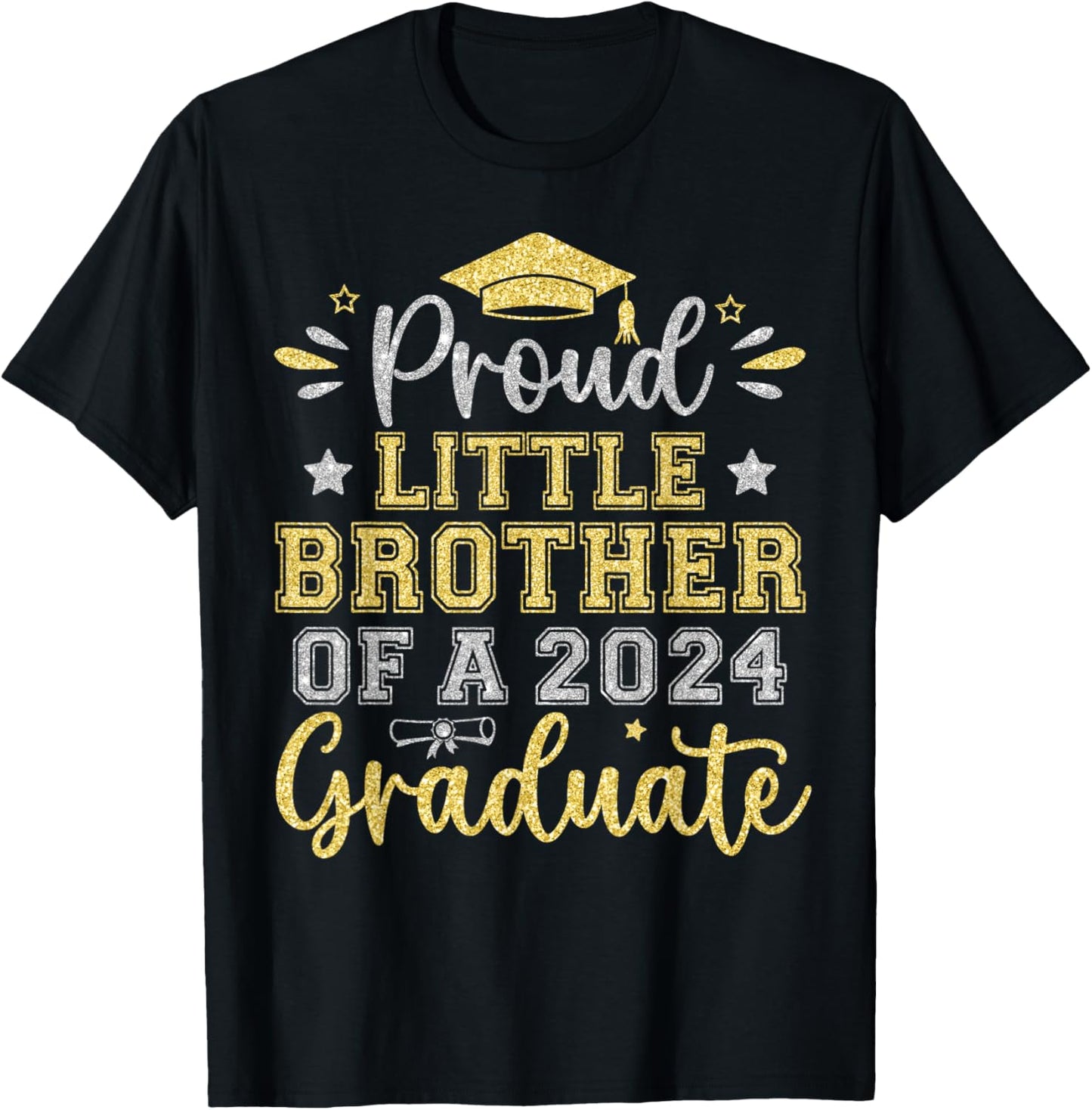 Proud Little Brother of a 2024 Graduate Senior Graduation T-Shirt - T-Shirt | Black