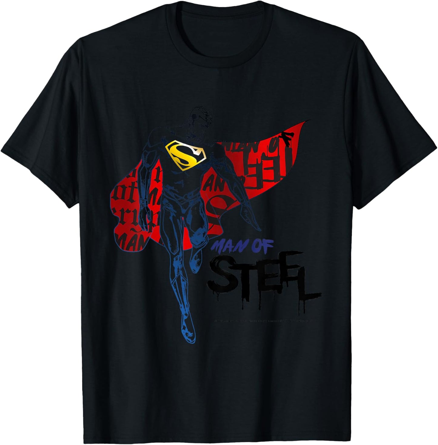 Kids DC Comics Superman Man Of Steel Cape Portrait T-Shirt - T-Shirt | Black