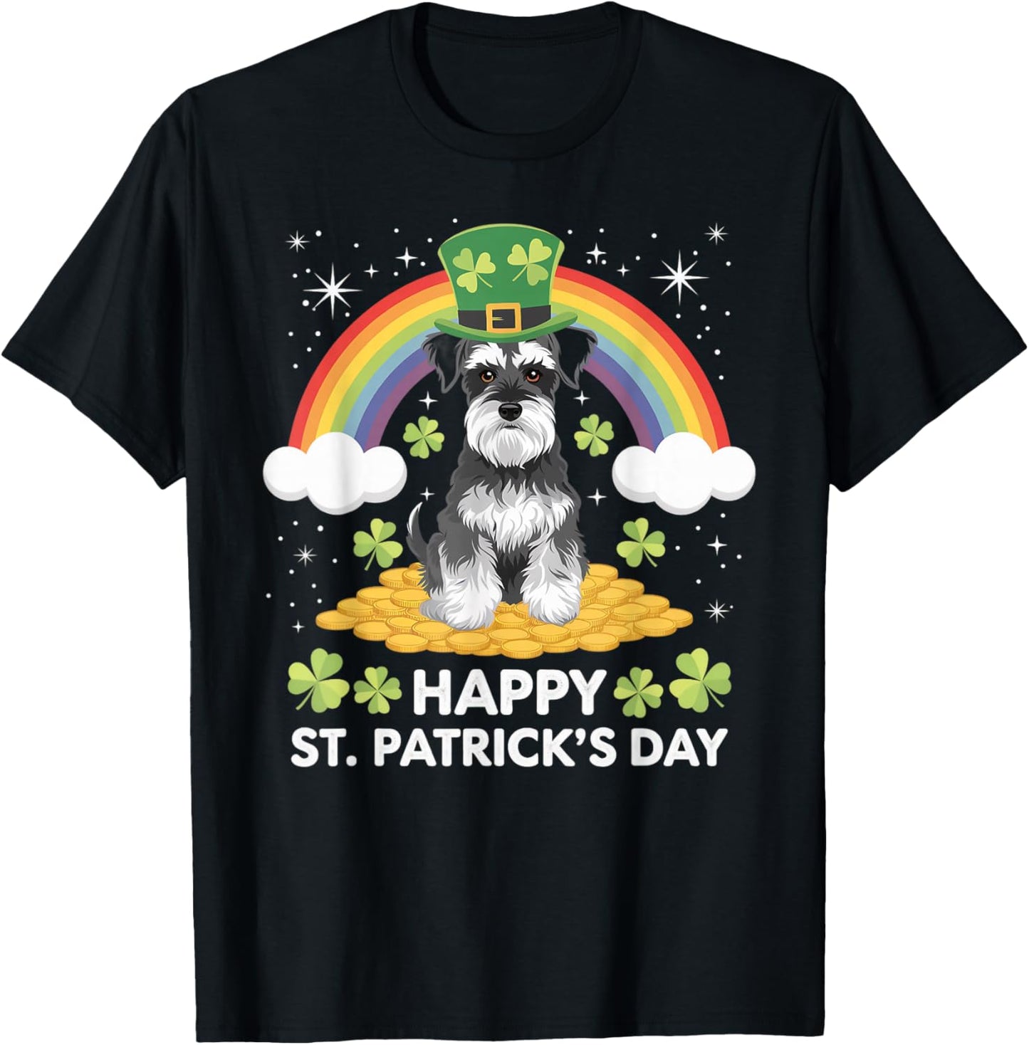 Mini Schnauzer on Miniature Schnauzer Dog St Patricks Day Men Women Kids T-Shirt - T-Shirt | Black