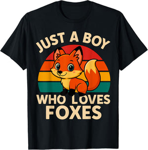 Just a Boy who Loves Foxes T-Shirt - T-Shirt | Black