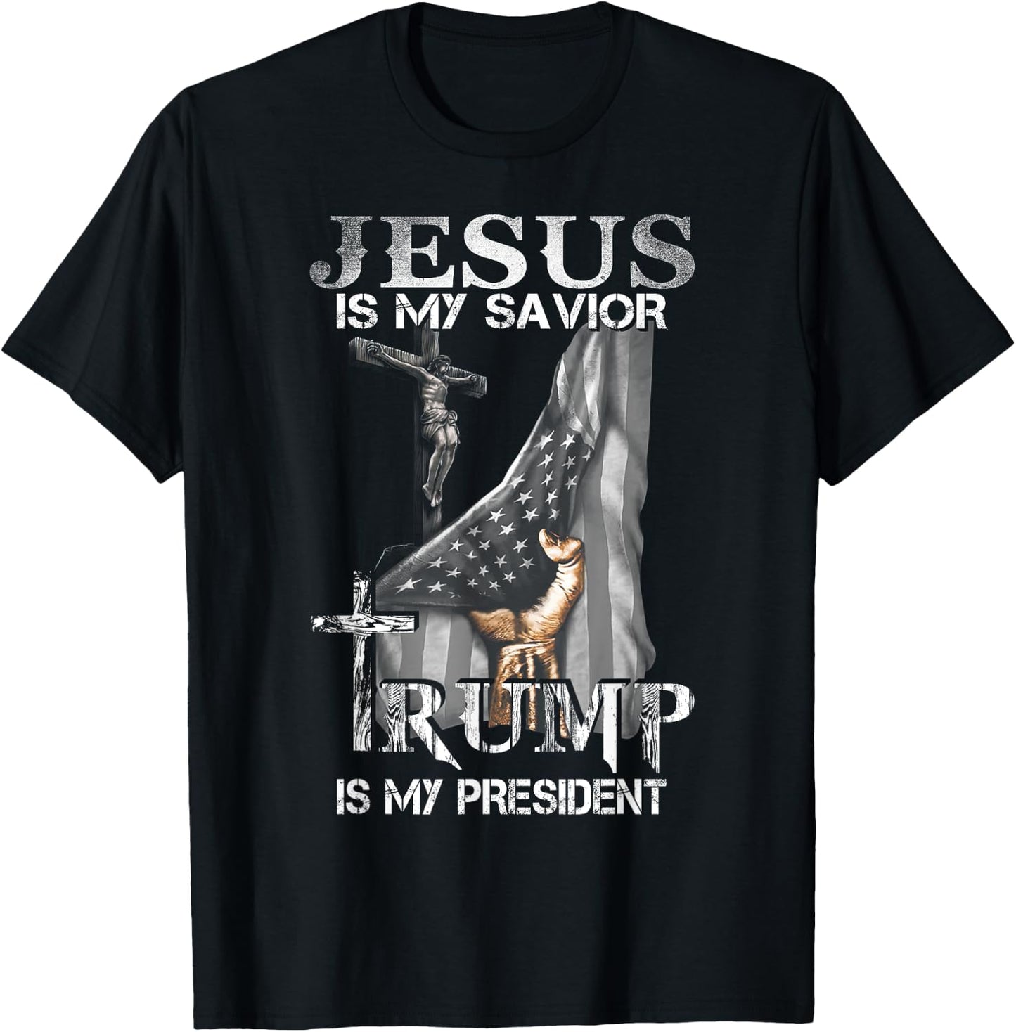 Jesus Is My Savior Trump Is My President Shirt women T-Shirt - T-Shirt | Black