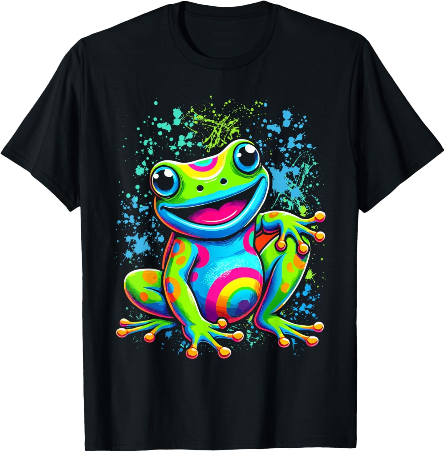 Cool Peace Frog Tie Dye For Boys And Girls T-Shirt - T-Shirt | Black