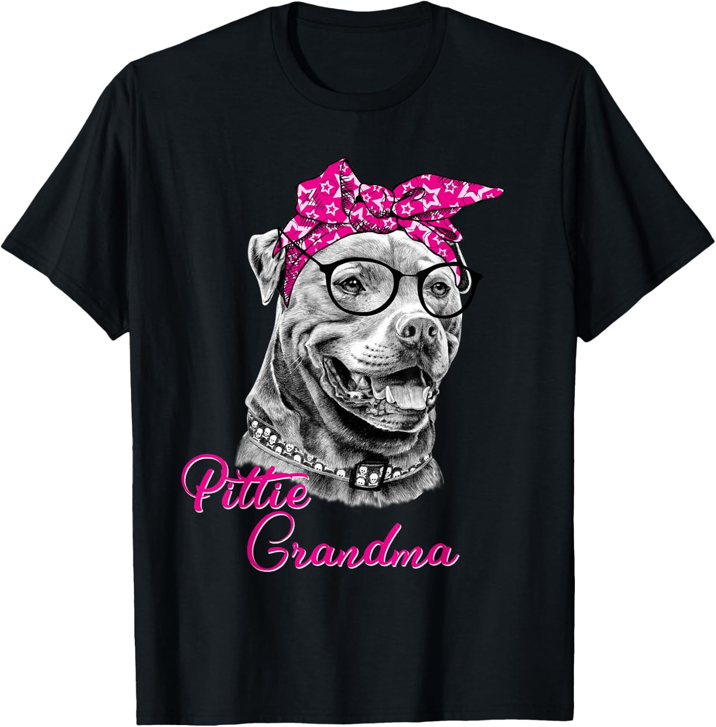Pittie Grandma Cute Funny American Pitbull Dog Mom T-Shirt - T-Shirt | Black