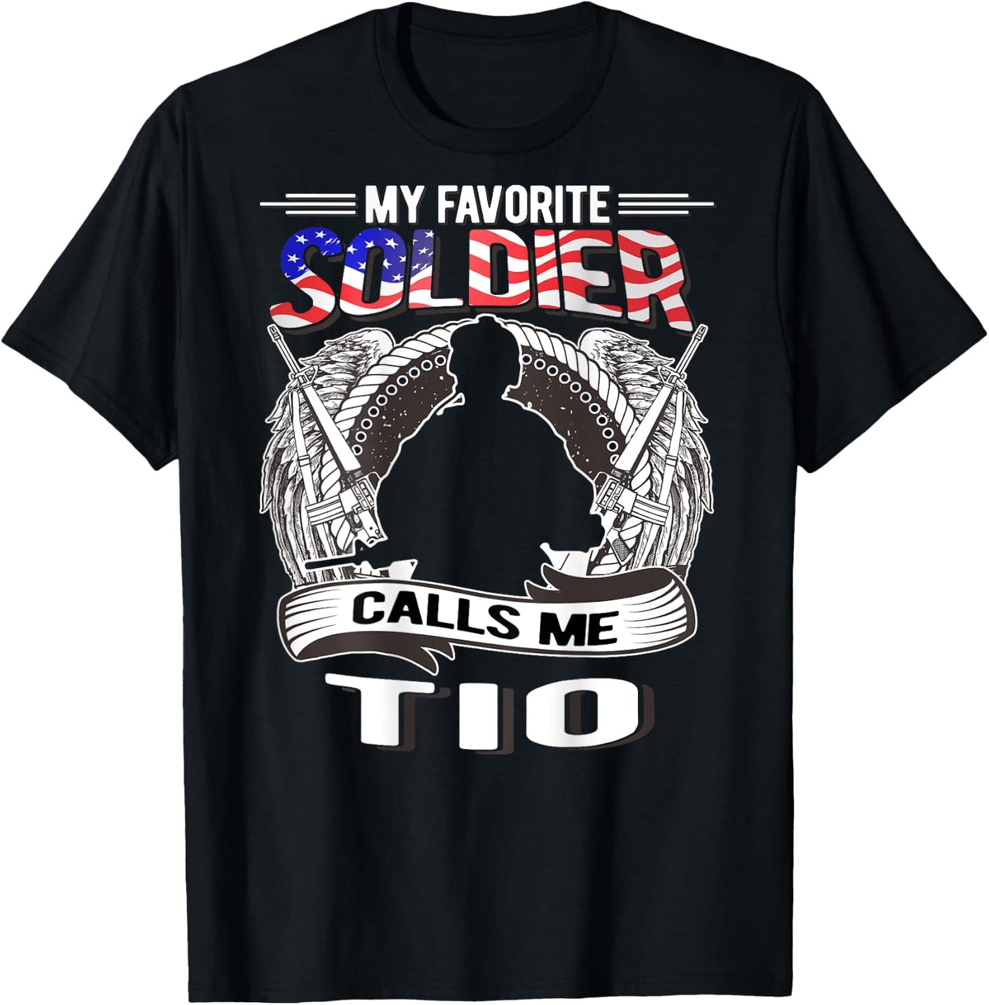 Proud Army Tio - My Favorite Soldier Calls Me Tio Uncle Gift T-Shirt - T-Shirt | Black