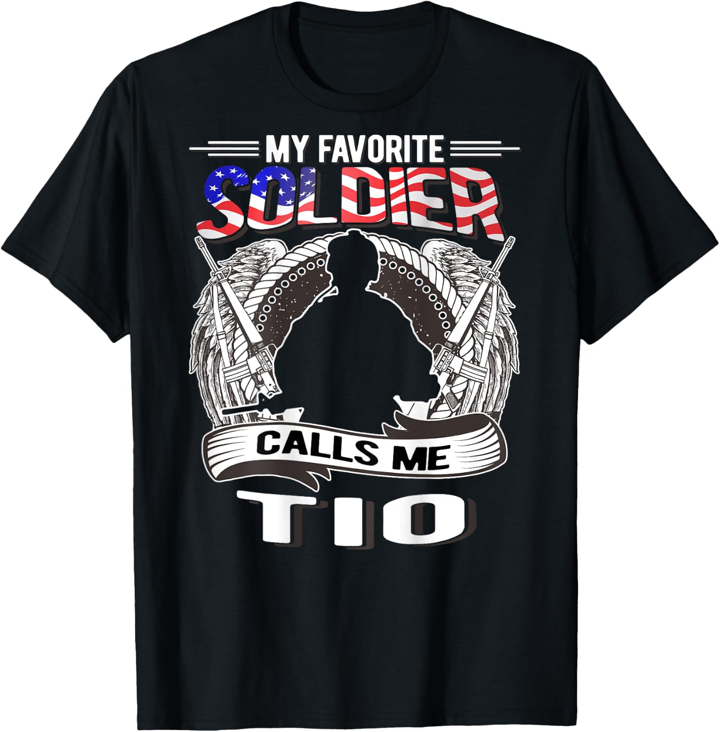 Proud Army Tio - My Favorite Soldier Calls Me Tio Uncle Gift T-Shirt - T-Shirt | Black