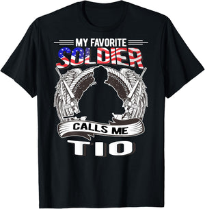 Proud Army Tio - My Favorite Soldier Calls Me Tio Uncle Gift T-Shirt - T-Shirt | Black