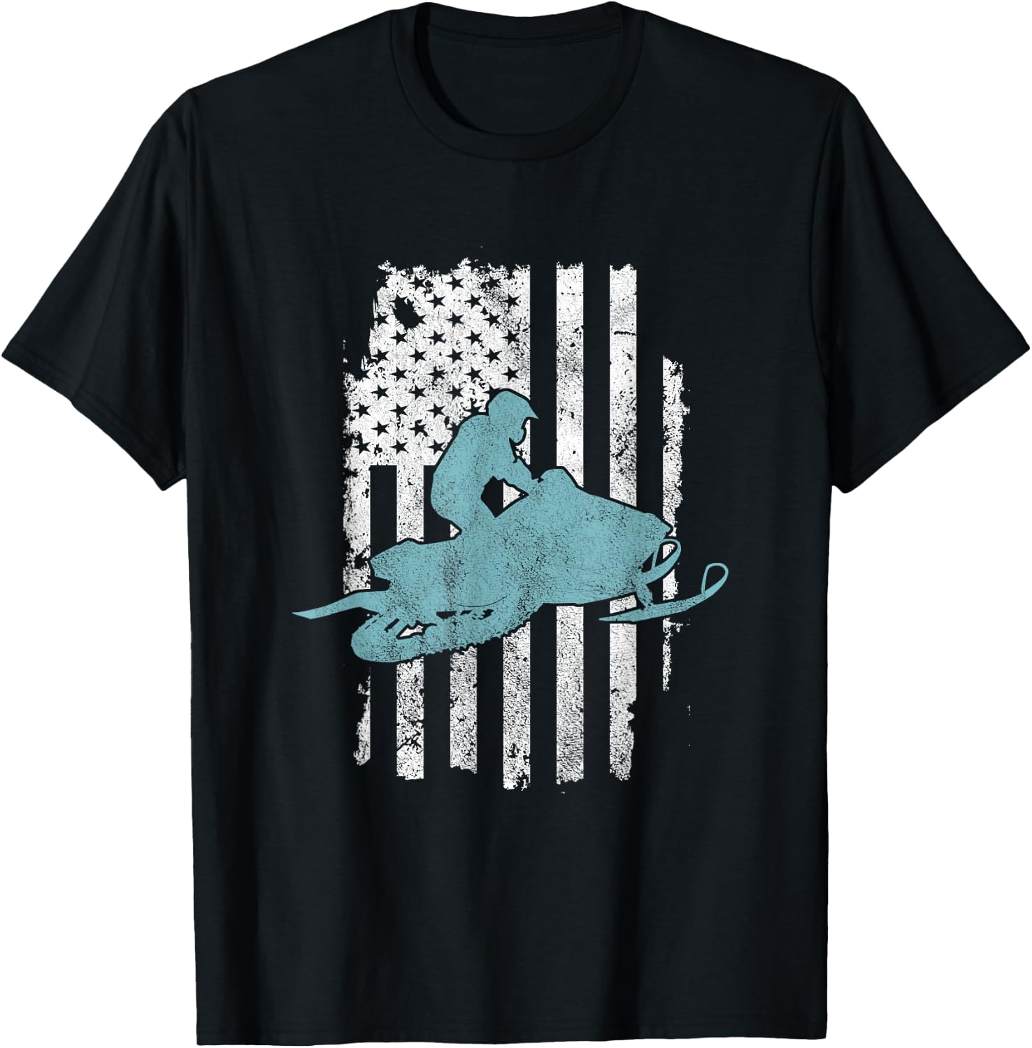 Cool United States Flag USA Snowmobile Biker T-Shirt - T-Shirt | Black
