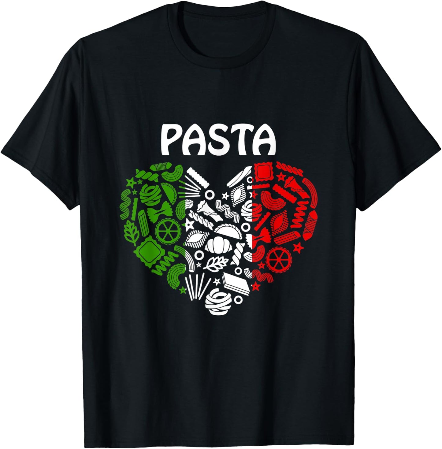 Pasta Italian Flag Colors Pasta Lover Italy Origin Pasta T-Shirt - T-Shirt | Black