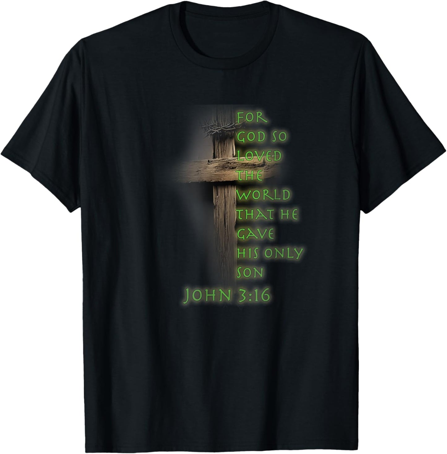 Faith Christian Cross Bible John 3:16 Reflection 0FWDEE T-Shirt - T-Shirt | Black