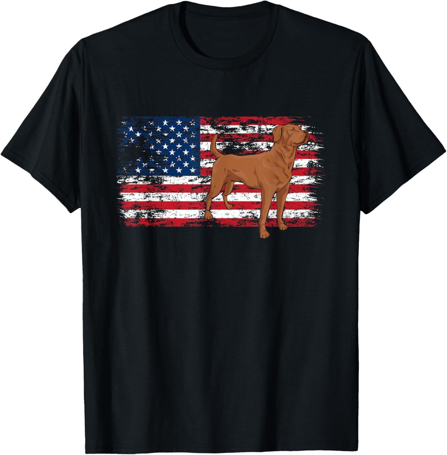 Fox Red Labrador Retriever American Flag Foxred Lab T-Shirt - T-Shirt | Black