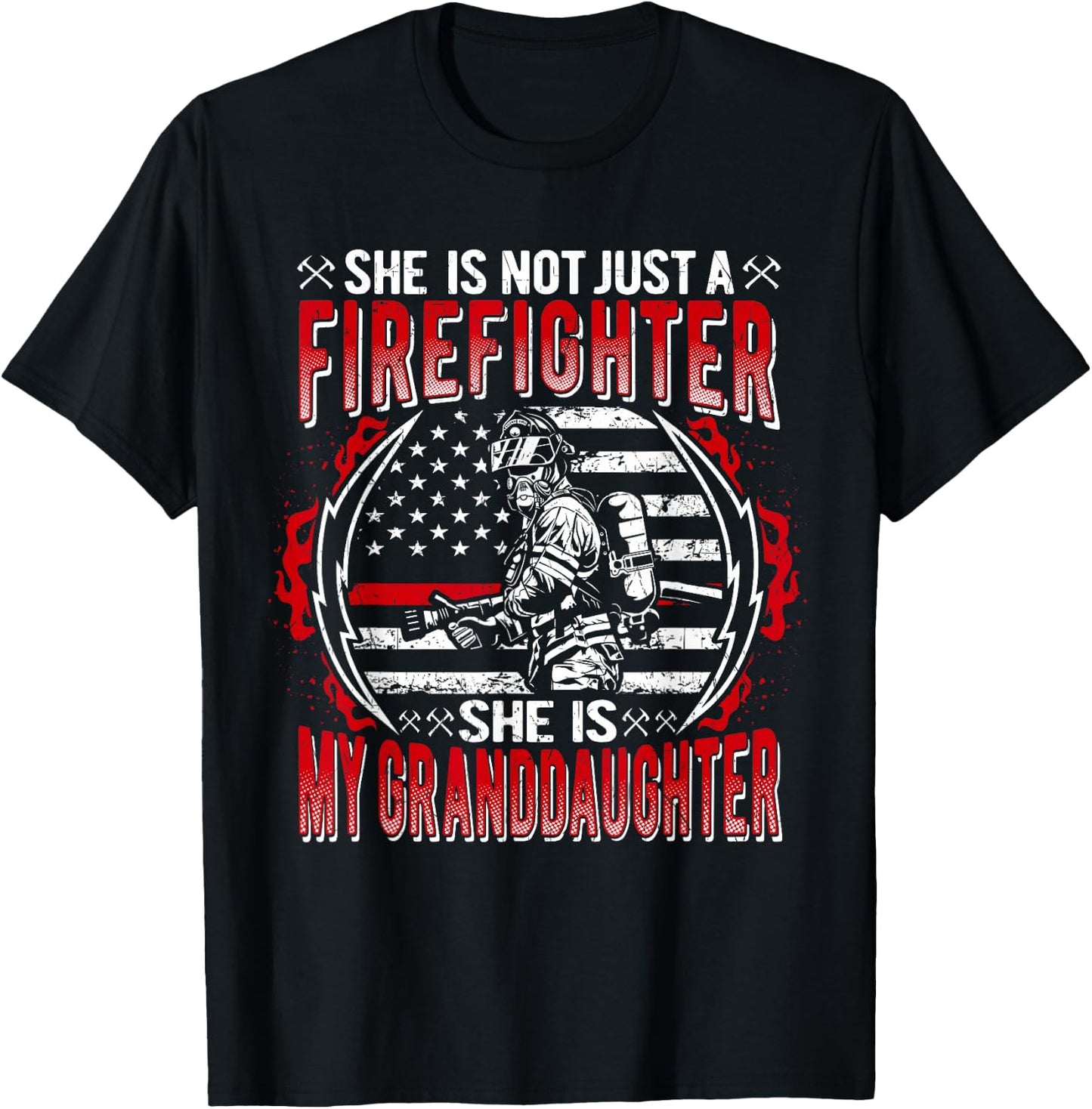 My Granddaughter Is Firefighter Proud Fire Grandparent Gifts T-Shirt - T-Shirt | Black