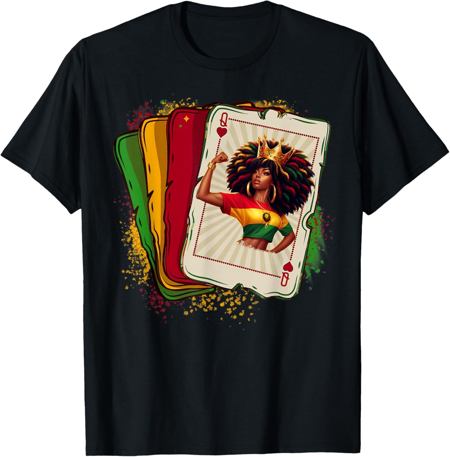 Black Queen of Hearts Card Deck Game Proud Black History T-Shirt - T-Shirt | Black