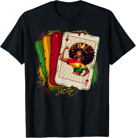 Black Queen of Hearts Card Deck Game Proud Black History T-Shirt - T-Shirt | Black