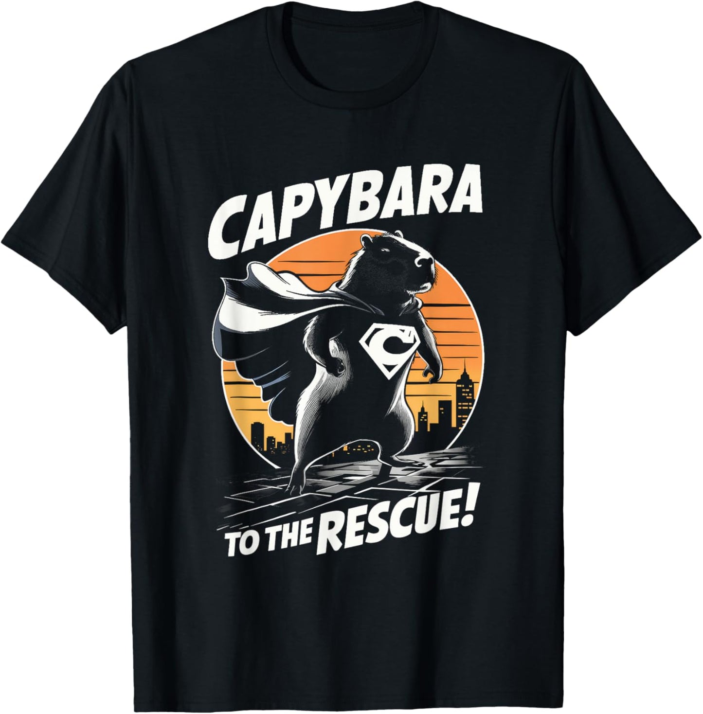 Capybara Superhero Shirt – Fun Comic Book Style Apparel T-Shirt - T-Shirt | Black
