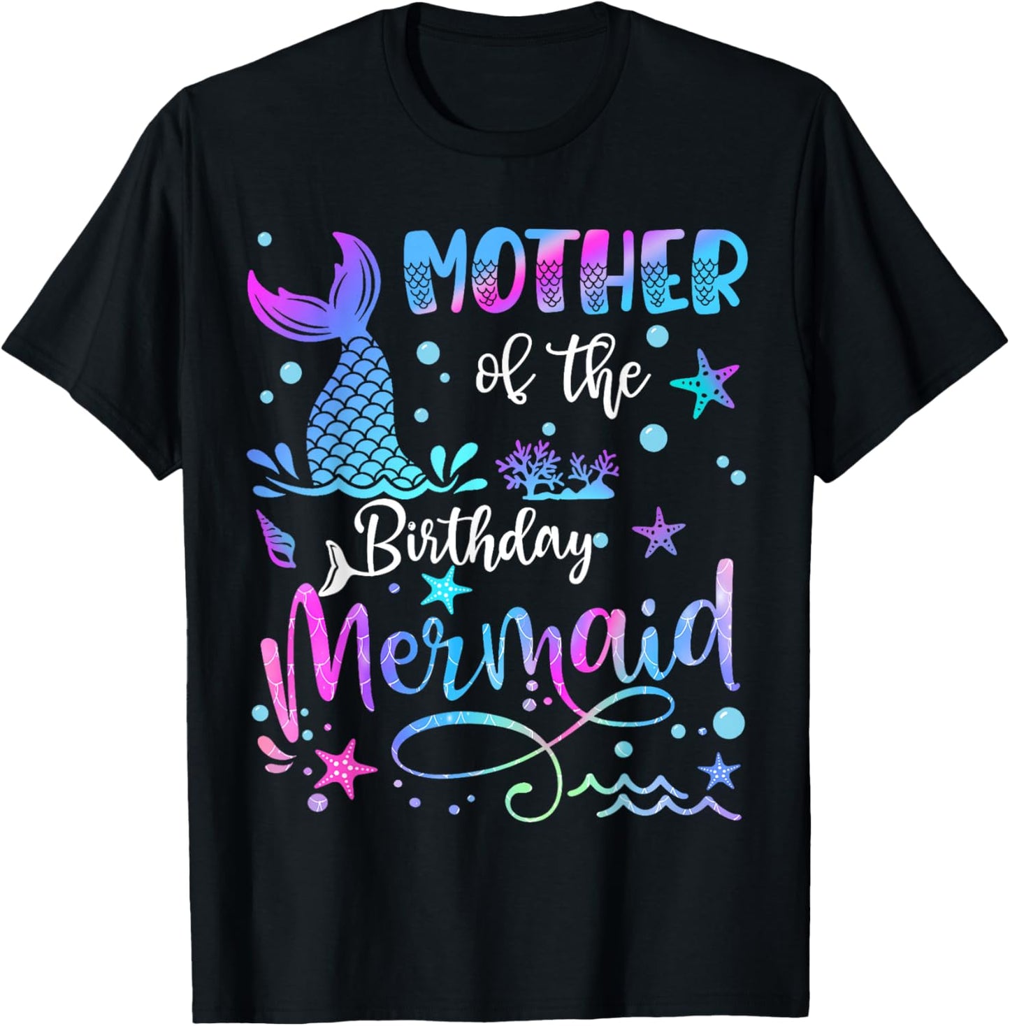 Mother Of The Birthday Mermaid Matching Family T-Shirt - T-Shirt | Black