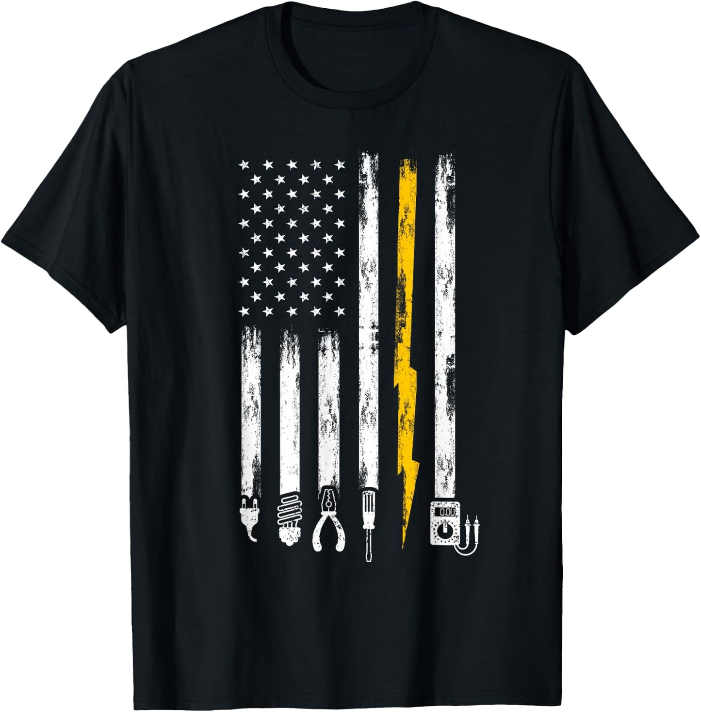 Electrician US Flag Tools for Electricians T-Shirt - T-Shirt | Black
