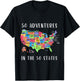 ALL50CLUB Women's USA Travel Map , Black, Small, Short Sleeve, Classic Fit, Crew Collar, , 50 States Map Design T-Shirt - T-Shirt | Black