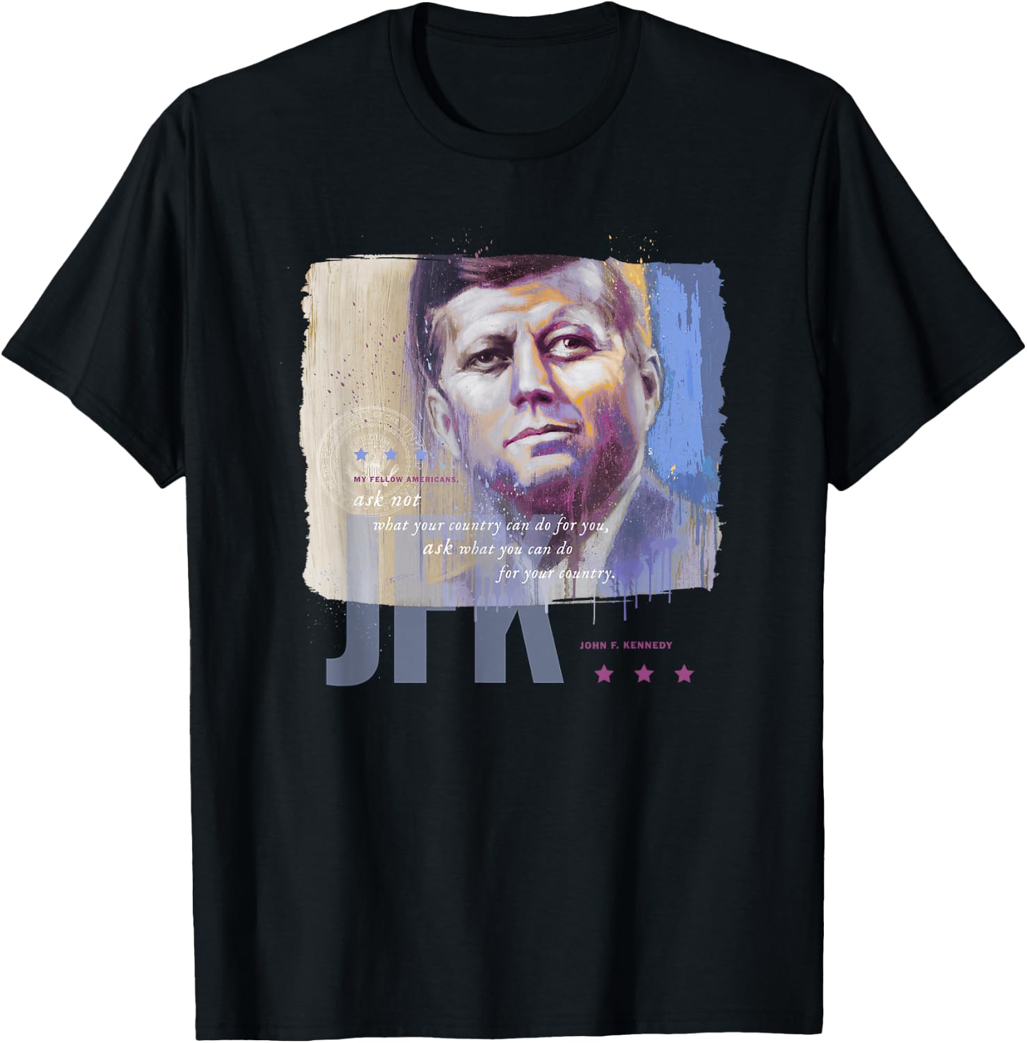 JFK US President John F Kennedy portrait T-Shirt - T-Shirt | Black