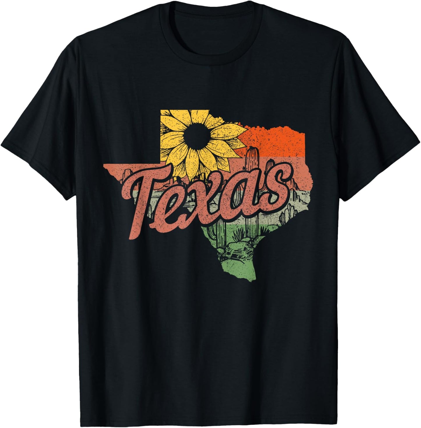Texas TX State Map Pride Vintage T-Shirt - T-Shirt | Black