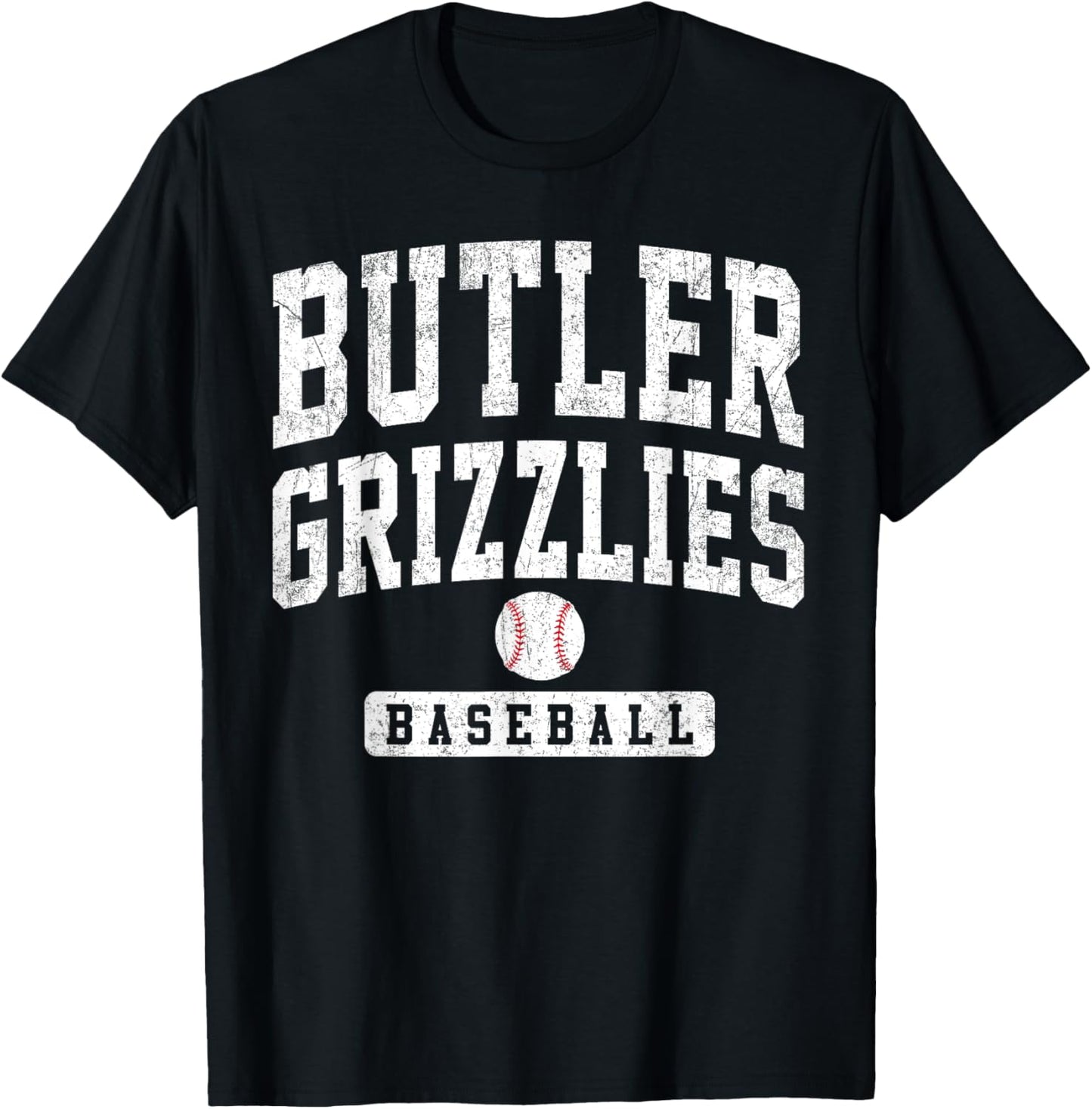 Butler Community College Grizzlies Baseball Arch Vintage T-Shirt - T-Shirt | Black