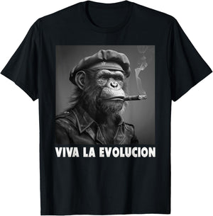 Viva La Evolucion, Révolution, Singe, Nerd T-Shirt - T-Shirt | Black