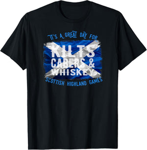 Kilts Cabers & Whiskey Scottish Highland Games Shirt für Herren T-Shirt - T-Shirt | Black