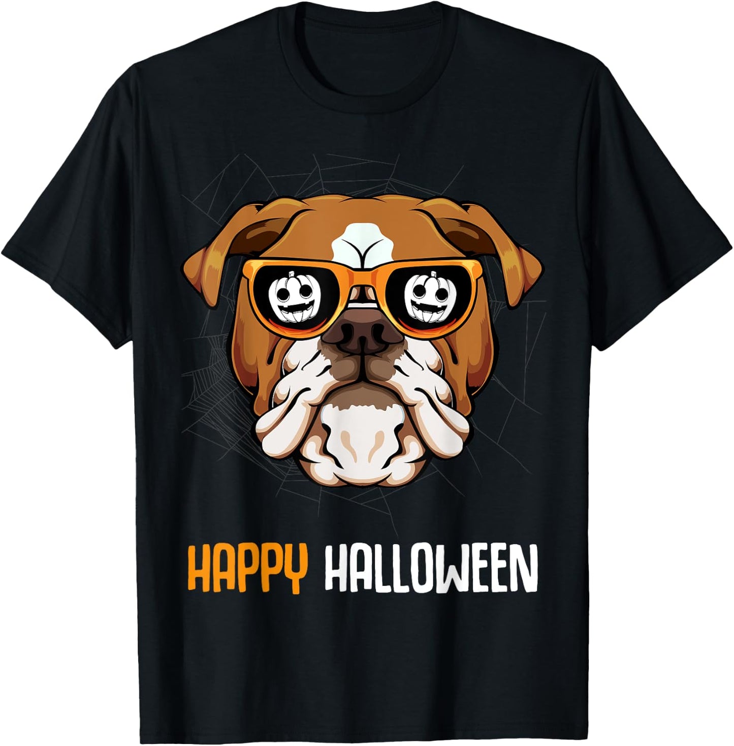 English Bulldog In Sunglasses Lazy Halloween Costume Dog Men Women Kids T-Shirt - T-Shirt | Black