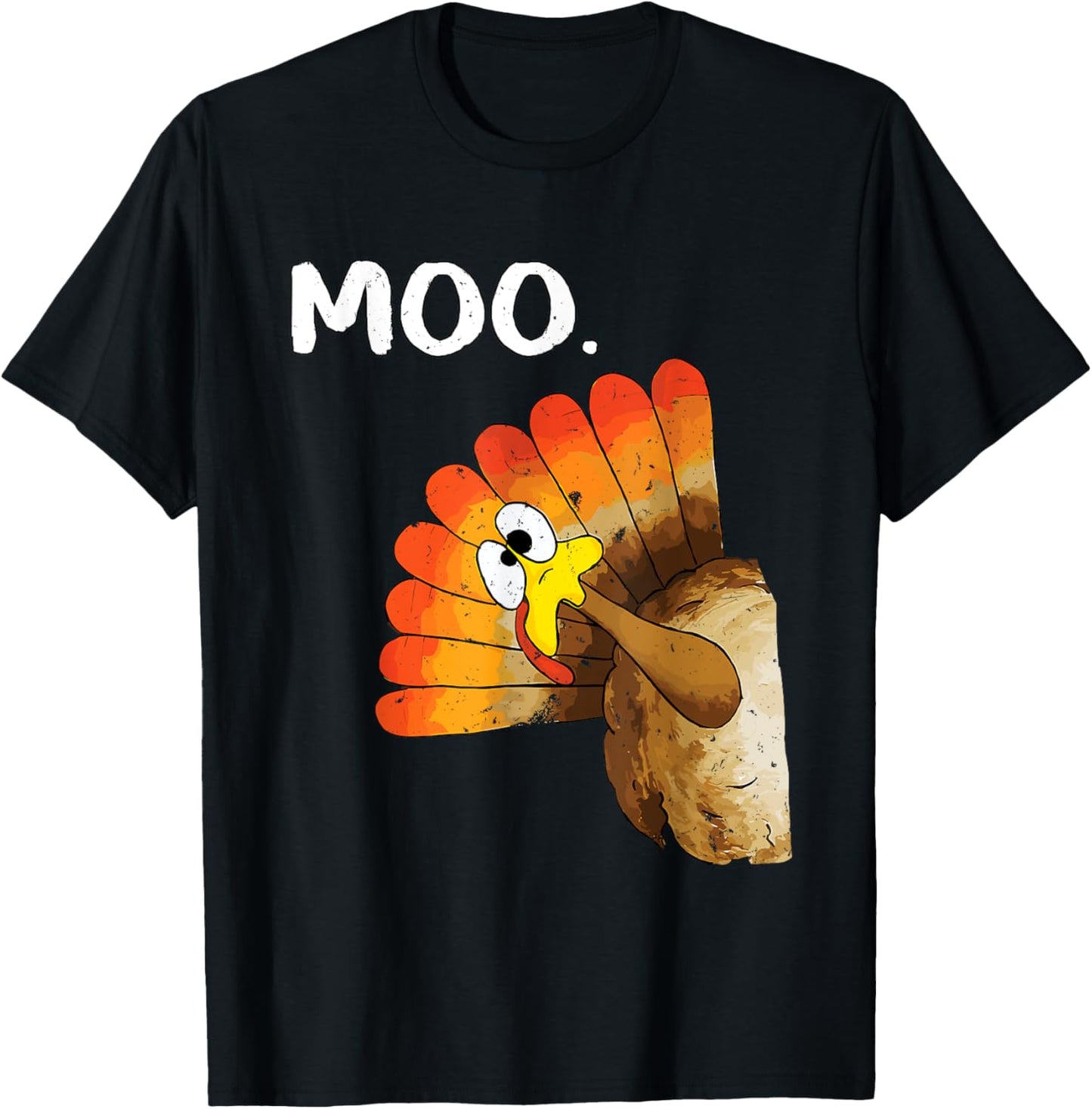 Turkey Moo Funny Thanksgiving T-Shirt - T-Shirt | Black