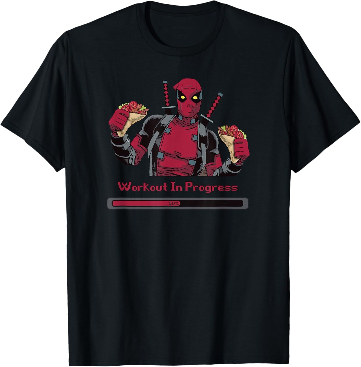 Marvel Deadpool Workout in Progress Tacos T-Shirt - T-Shirt | Black
