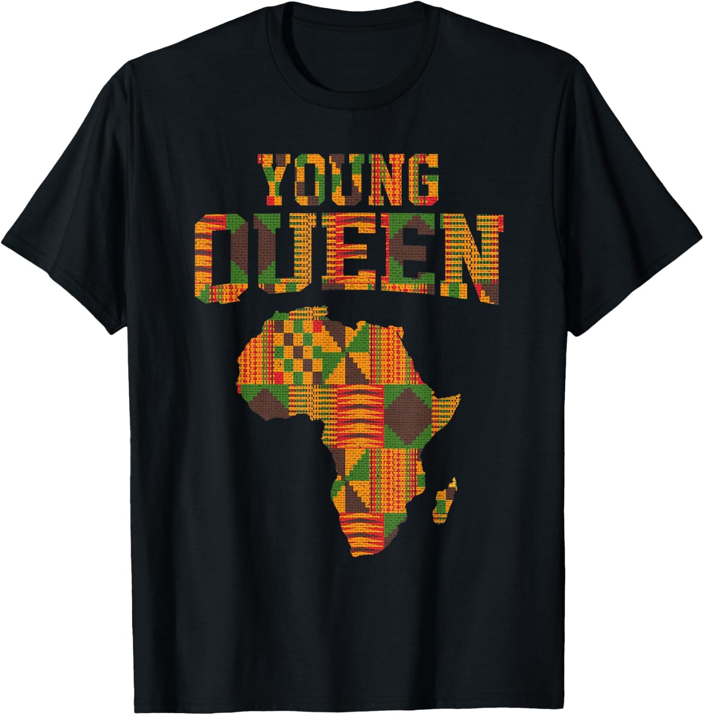 African Queen Art For Girls Women African Print Kente Cloth T-Shirt - T-Shirt | Black