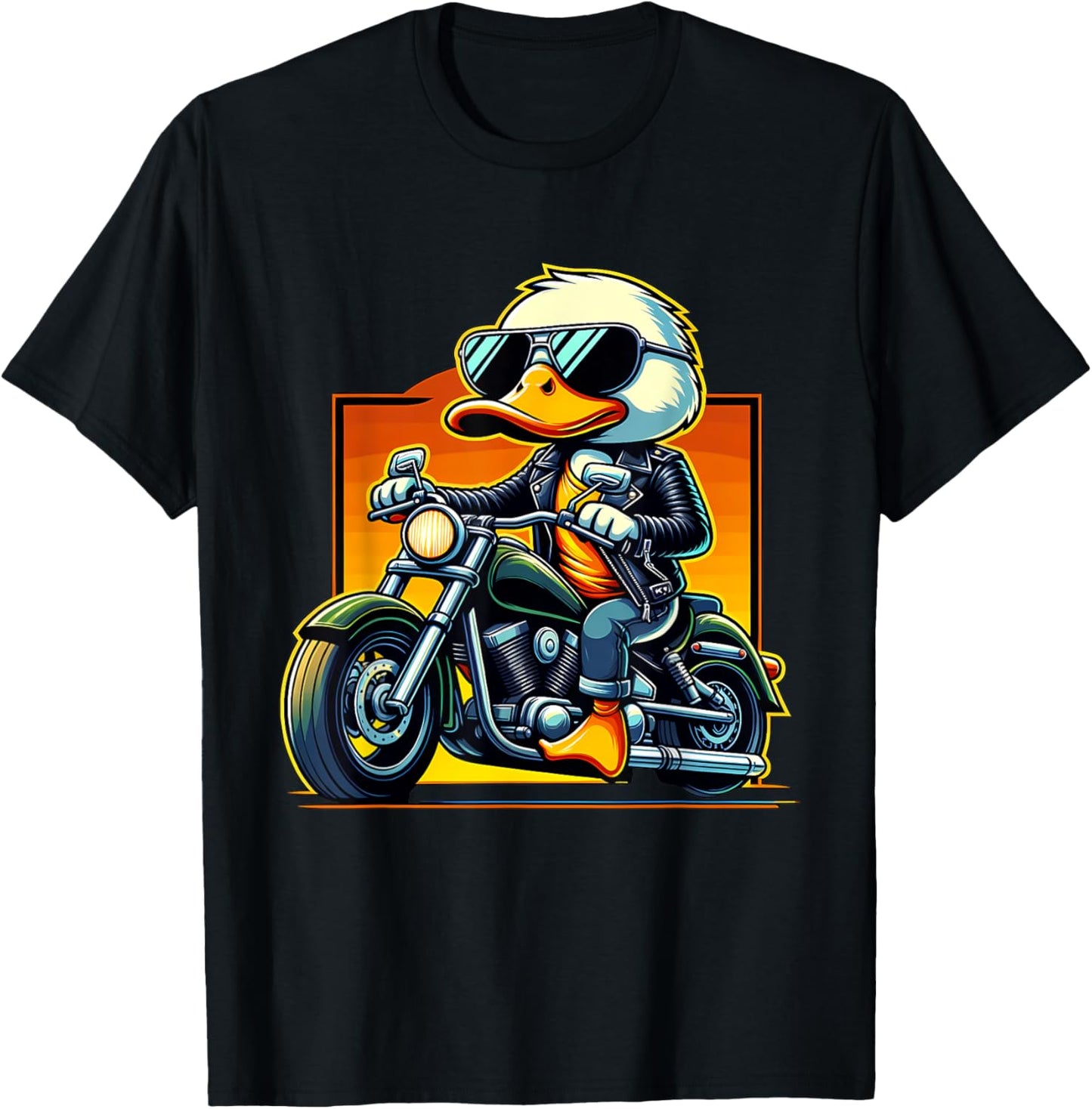 Biker Duck Riding Motorbike T-Shirt - T-Shirt | Black