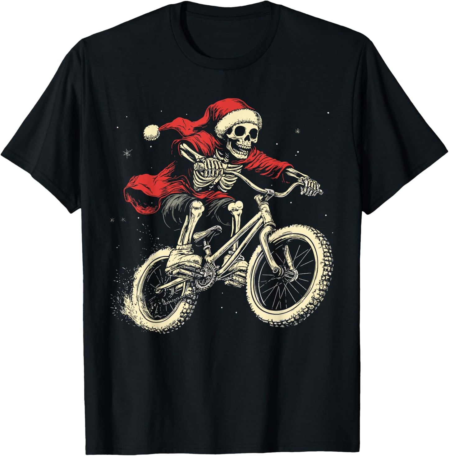 Santa Skeleton BMX Boys Kids Christmas Xmas Pajama T-Shirt - T-Shirt | Black