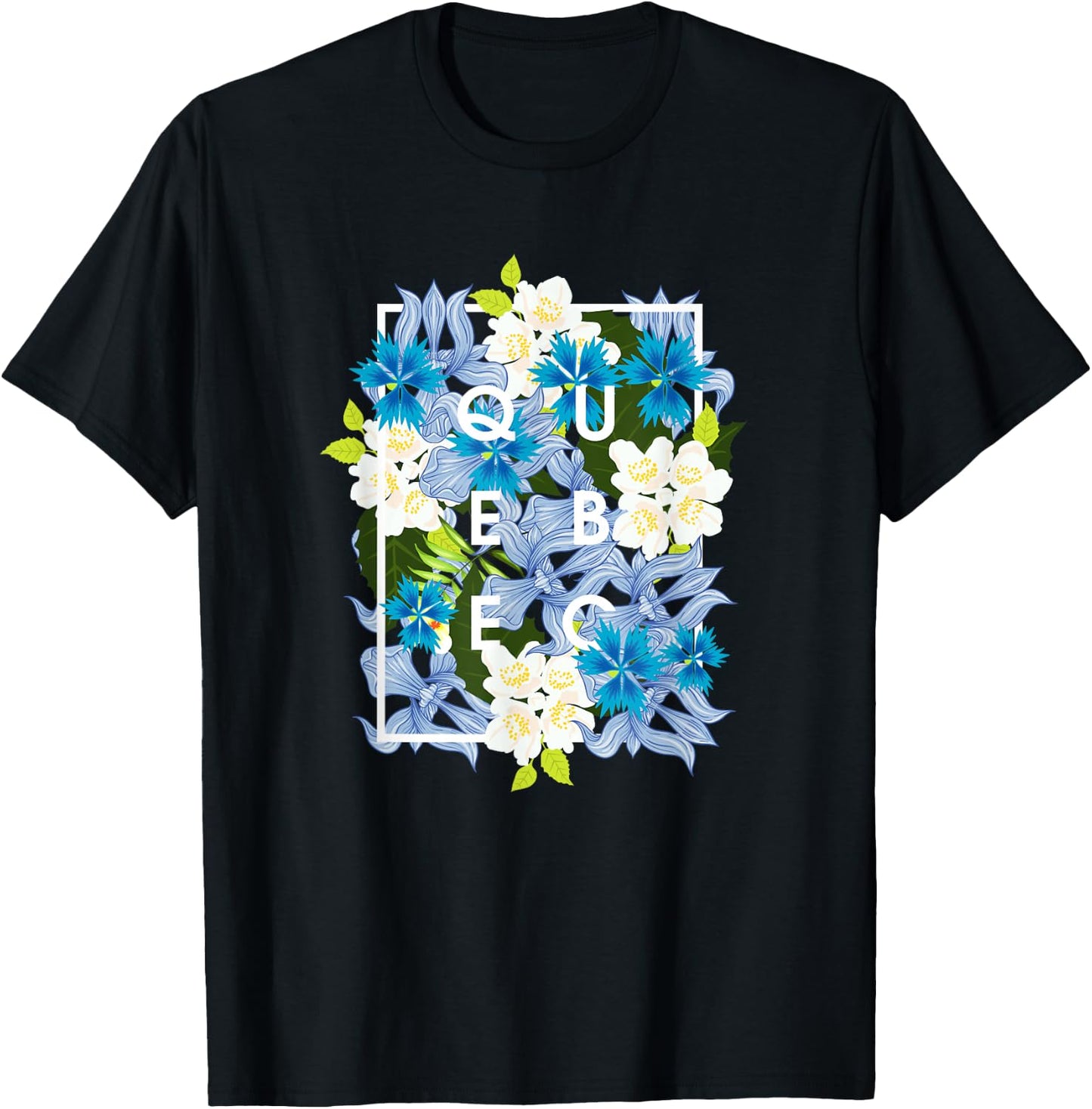Flowers of Quebec Word Art - Quebecois Pride T-Shirt - T-Shirt | Black