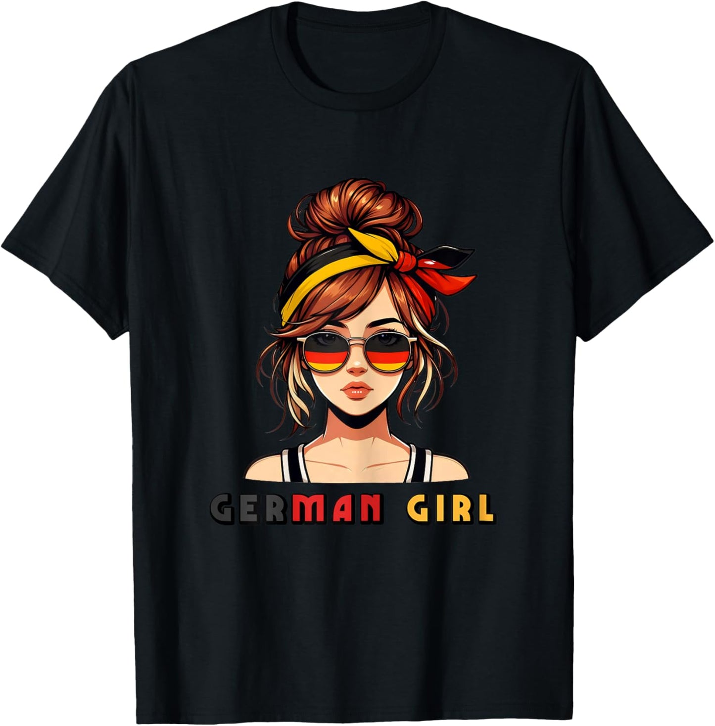 German Girl Deutsches Mädchen Deutschland Flagge T-Shirt - T-Shirt | Black