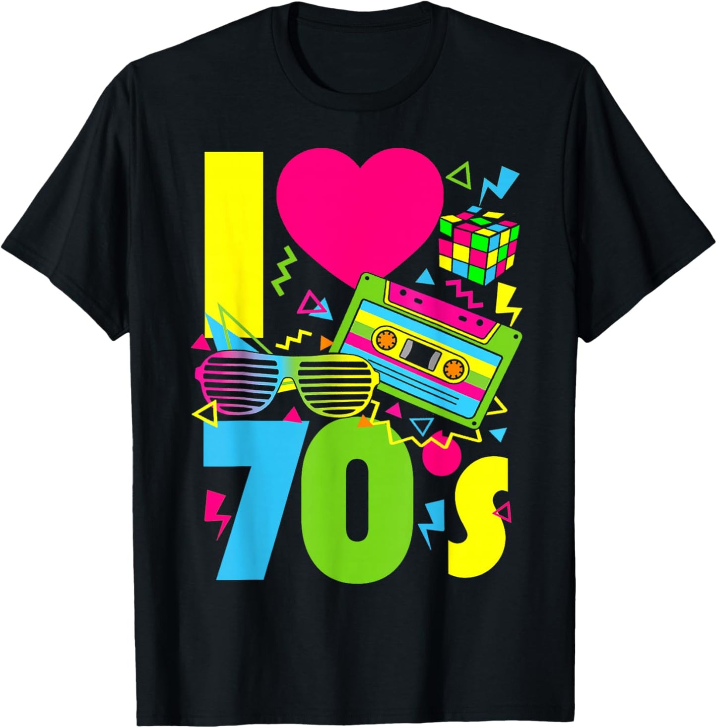 I Love The 70s Men Women Kids 70's 80's Party Retro Costume T-Shirt - T-Shirt | Black