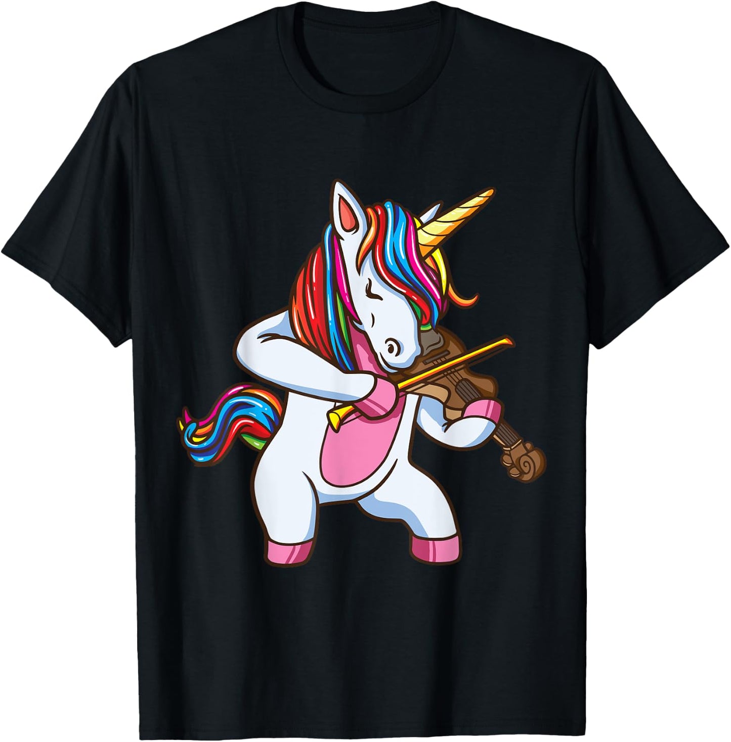 Violinist Unicorn Violin Viola Player Music Lover Gift Shirt T-Shirt - T-Shirt | Black