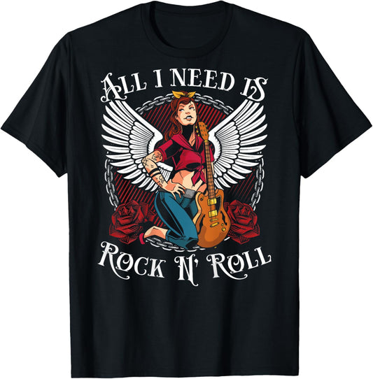 All I Need Is Rock N´ Roll | Rockabilly & Rock N' Roll T-Shirt - T-Shirt | Black