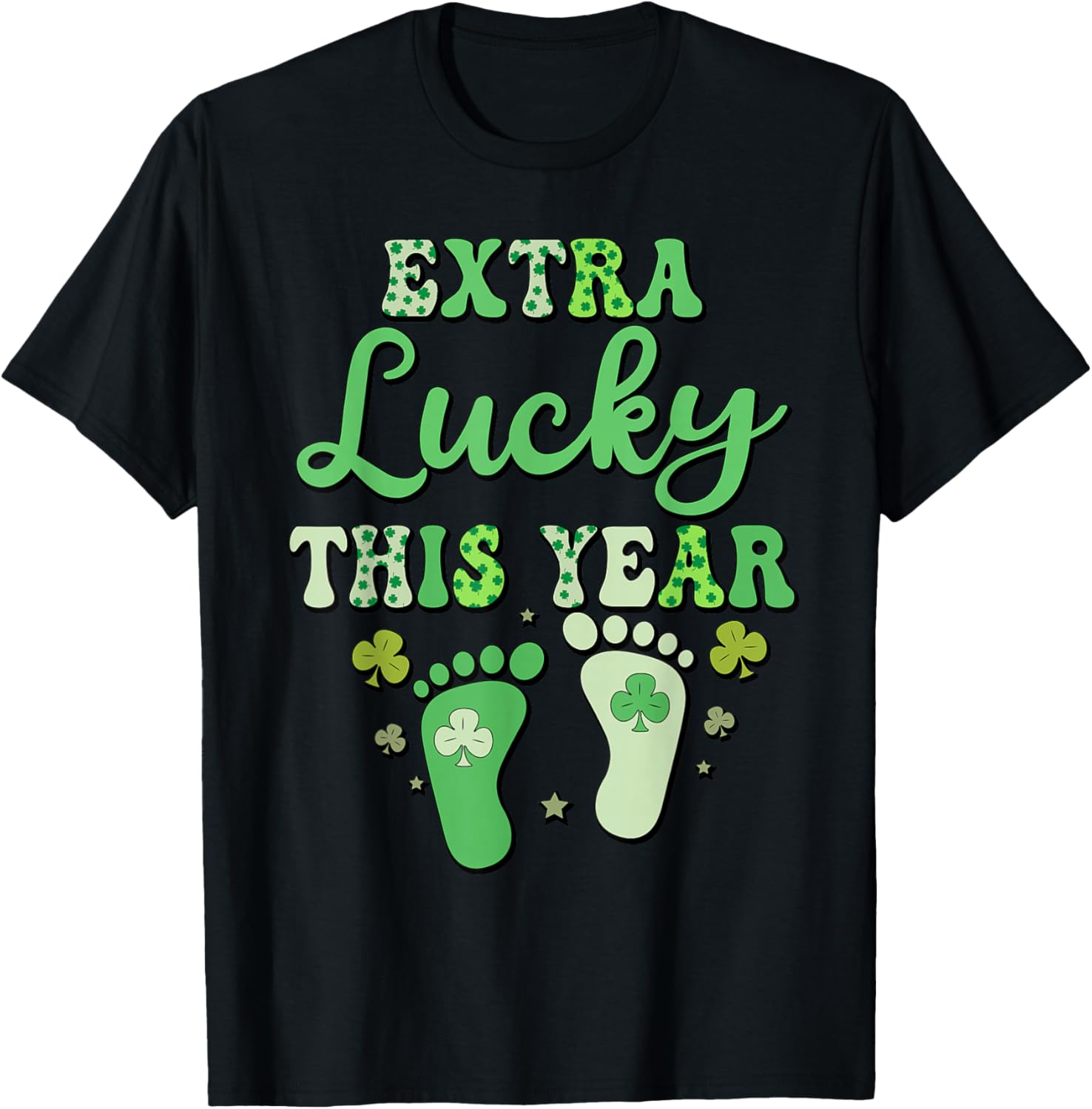 Extra lucky this year baby announcement Saint Patricks Day T-Shirt - T-Shirt | Black