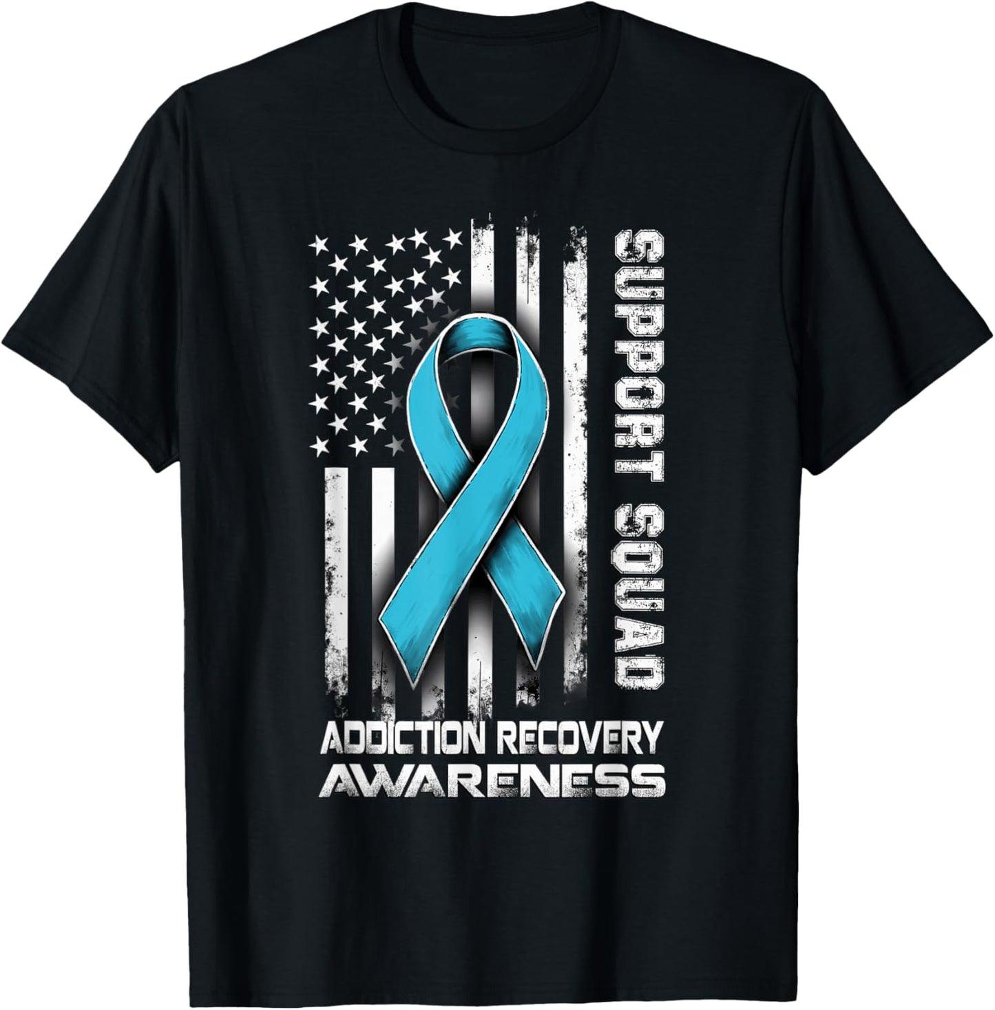 Retro Support Squad Addiction Recovery Awareness T-Shirt - T-Shirt | Black